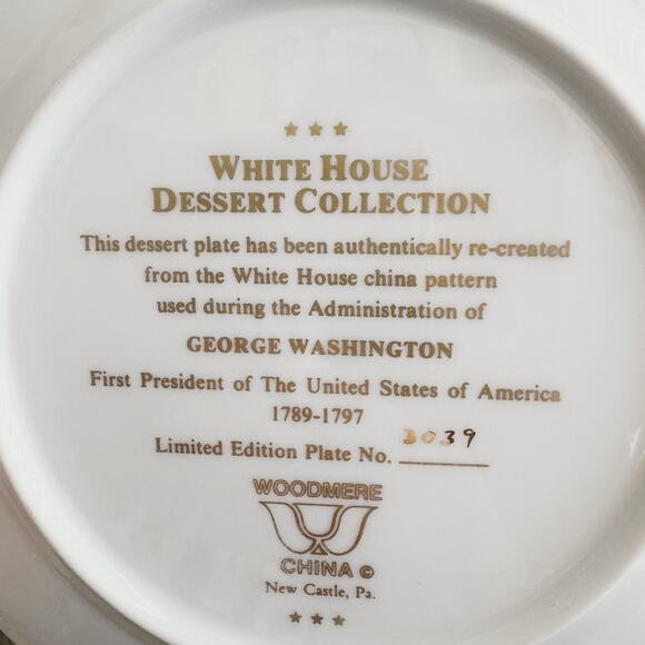 Vintage White House Dessert Collection Reproduction Plate White Gold - Picture 6 of 10
